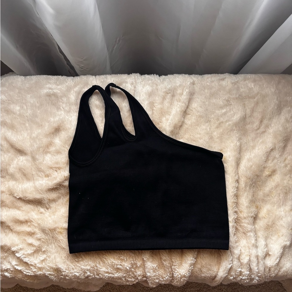 Small Aerie Black One-Shoulder Crop Top